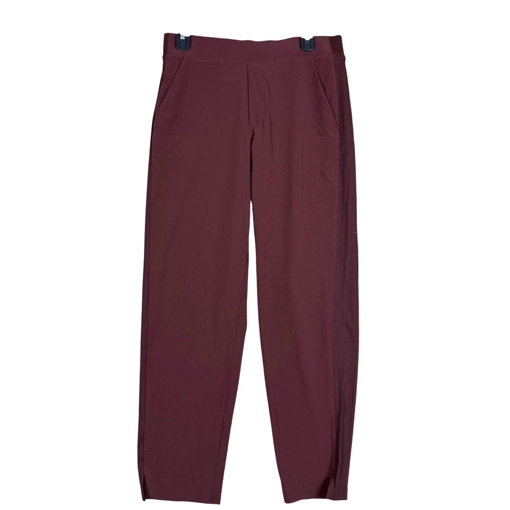 Athleta Brooklyn Ankle Pants Size 6 Maroon Ribbed Side Panel Tapered Gorpcore